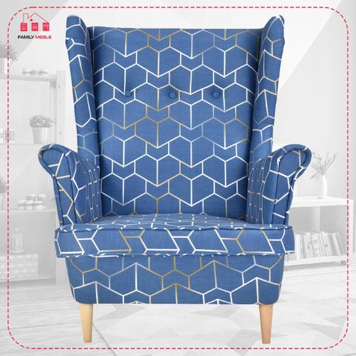 Fauteuil à Oreilles Ari Print, Style Scandinave, En Tissu Jacquard, Esprit Art Déco