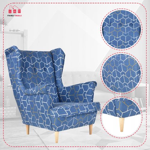 Fauteuil à Oreilles Ari Print, Style Scandinave, En Tissu Jacquard, Esprit Art Déco