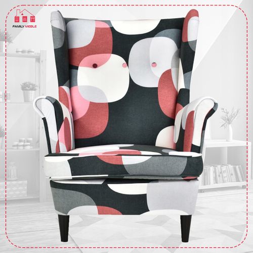 Fauteuil à Oreilles Ari Print Au Style Scandinave — Tissu à Pois, Design Élégant