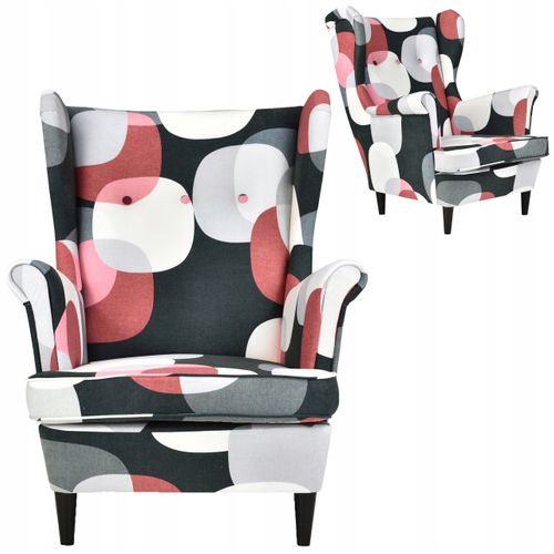Fauteuil à Oreilles Ari Print Au Style Scandinave — Tissu à Pois, Design Élégant