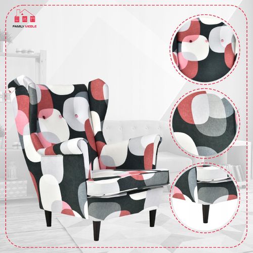 Fauteuil à Oreilles Ari Print Au Style Scandinave — Tissu à Pois, Design Élégant