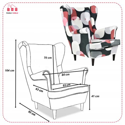 Fauteuil à Oreilles Ari Print Au Style Scandinave — Tissu à Pois, Design Élégant