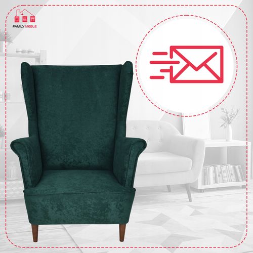 Fauteuil à Oreilles Max, Style Scandinave, En Velours Vert Bouteille Foncé