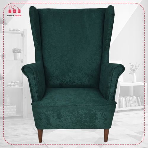 Fauteuil à Oreilles Max, Style Scandinave, En Velours Vert Bouteille Foncé