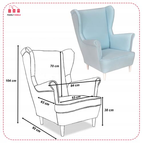 Fauteuil à Oreilles « max » — Design Scandinave — Bleu Clair Pro