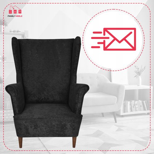 Fauteuil à Oreilles Scandinave Max Par Velours Noir Classique