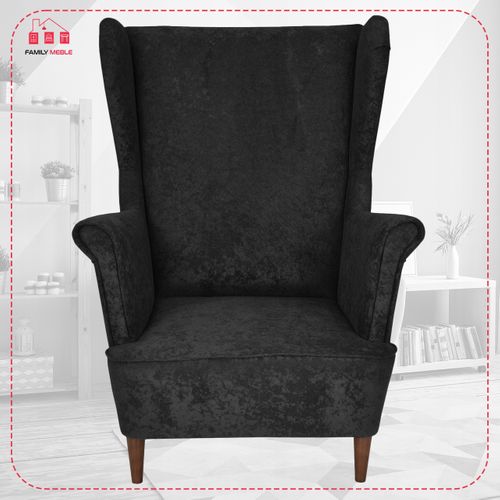 Fauteuil à Oreilles Scandinave Max Par Velours Noir Classique