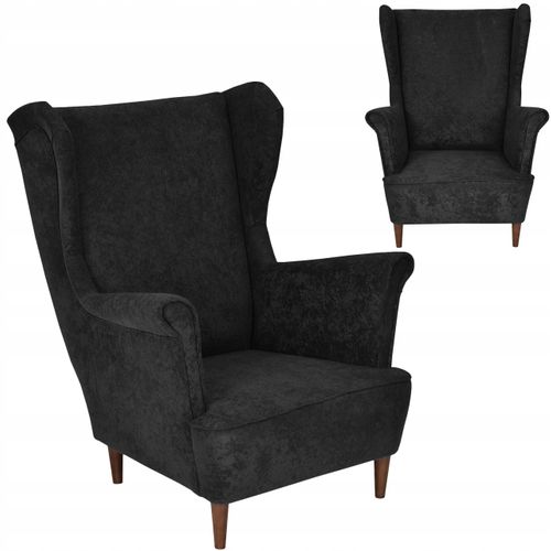 Fauteuil à Oreilles Scandinave Max Par Velours Noir Classique