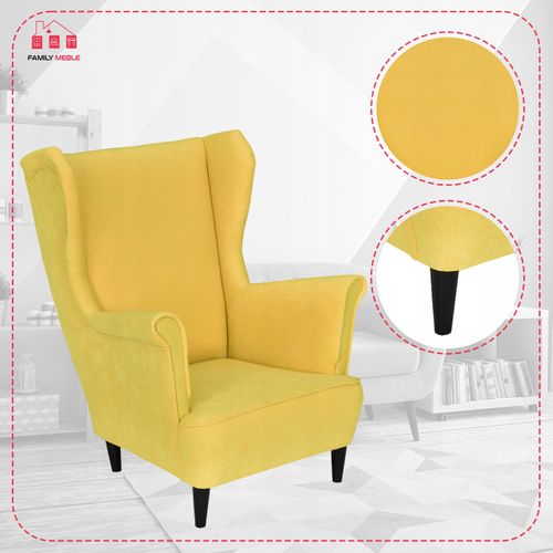 Fauteuil à Oreilles Max, Style Scandinave — Jaune Citron / Jaune Tournesol