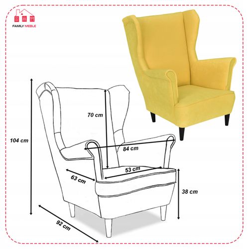 Fauteuil à Oreilles Max, Style Scandinave — Jaune Citron / Jaune Tournesol