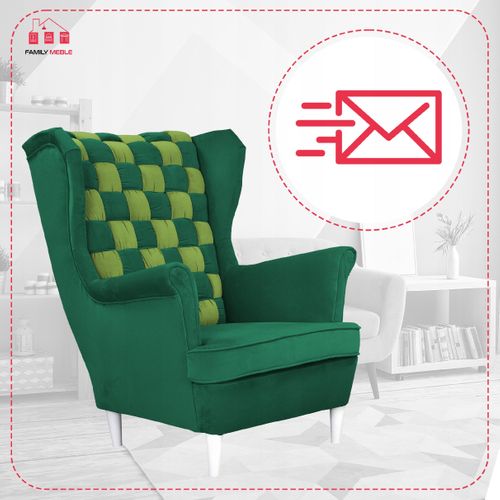 Fauteuil à Oreilles Carol Duo, Style Scandinave — Rayures Turquoises Et Vertes