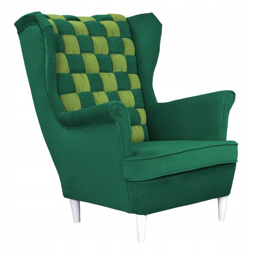 Fauteuil à Oreilles Carol Duo, Style Scandinave — Rayures Turquoises Et Vertes