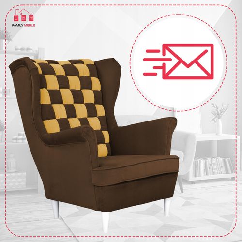 Fauteuil à Oreilles Scandinave Carol Duo, Marron Et Miel