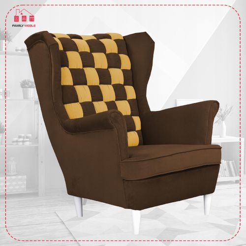 Fauteuil à Oreilles Scandinave Carol Duo, Marron Et Miel