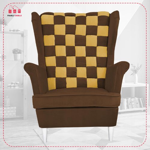 Fauteuil à Oreilles Scandinave Carol Duo, Marron Et Miel