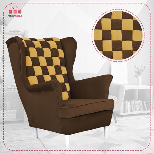 Fauteuil à Oreilles Scandinave Carol Duo, Marron Et Miel