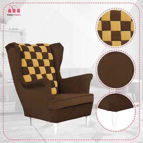 Fauteuil à Oreilles Scandinave Carol Duo, Marron Et Miel