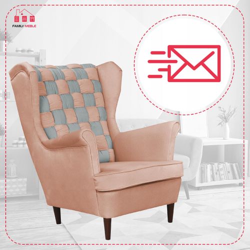 Fauteuil à Oreilles Carol Duo — Style Scandinave, Gris Saumon Et Rose