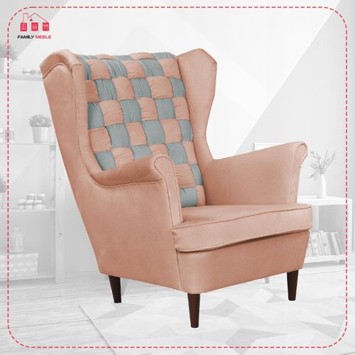 Fauteuil à Oreilles Carol Duo — Style Scandinave, Gris Saumon Et Rose