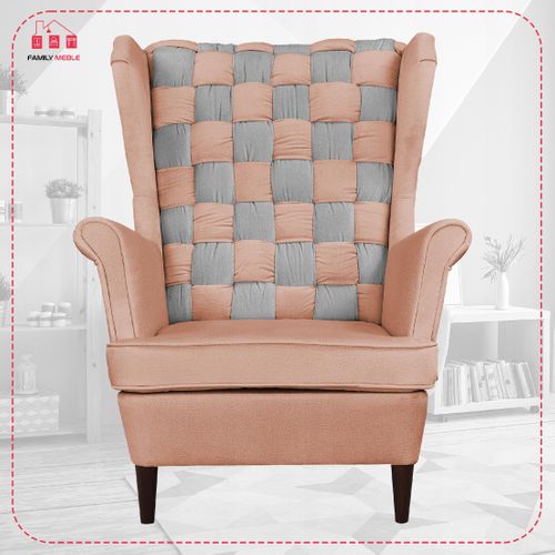 Fauteuil à Oreilles Carol Duo — Style Scandinave, Gris Saumon Et Rose