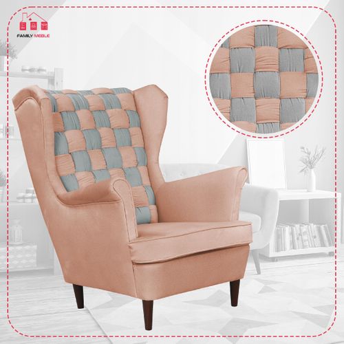 Fauteuil à Oreilles Carol Duo — Style Scandinave, Gris Saumon Et Rose