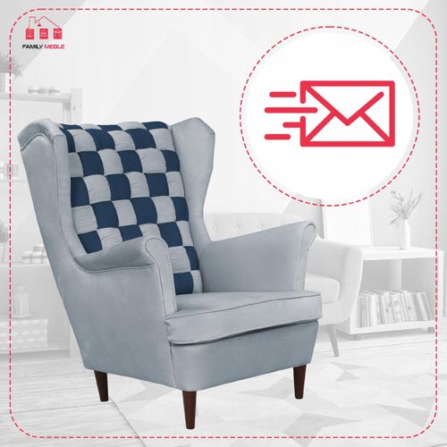 Fauteuil Scandinave à Oreilles Carol Duo — Gris Bleu Marine, Pieds En Acier