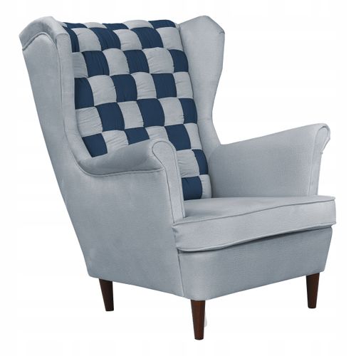 Fauteuil Scandinave à Oreilles Carol Duo — Gris Bleu Marine, Pieds En Acier