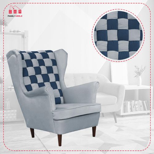 Fauteuil Scandinave à Oreilles Carol Duo — Gris Bleu Marine, Pieds En Acier