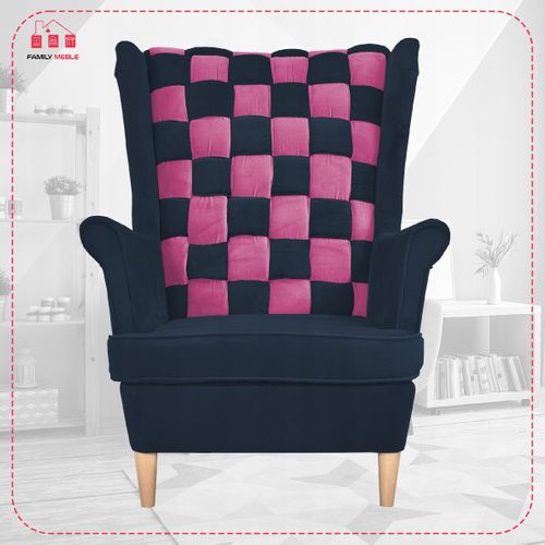 Fauteuil à Oreilles Carol Duo — Style Scandinave, Rayé Bleu Marine Et Rose