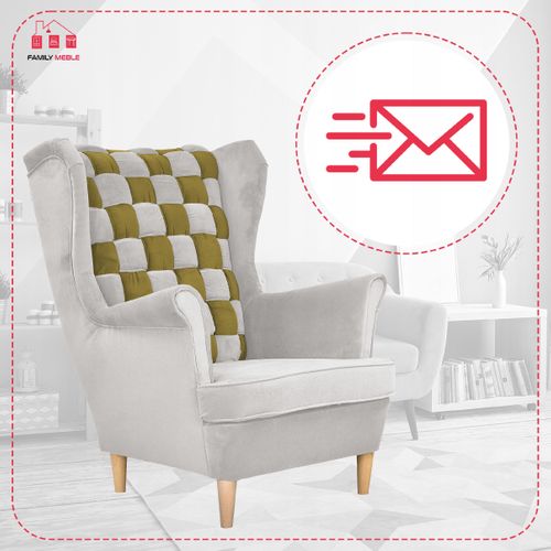 Fauteuil à Oreilles Carol Duo - Style Scandinave - Vert‑gris à Rayures