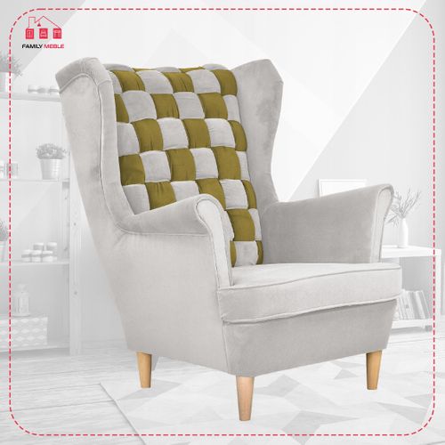 Fauteuil à Oreilles Carol Duo - Style Scandinave - Vert‑gris à Rayures