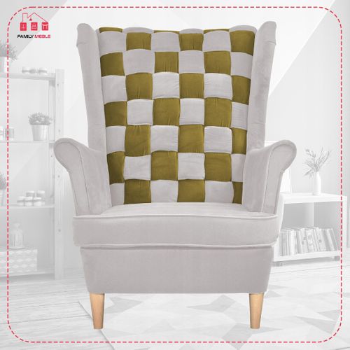 Fauteuil à Oreilles Carol Duo - Style Scandinave - Vert‑gris à Rayures