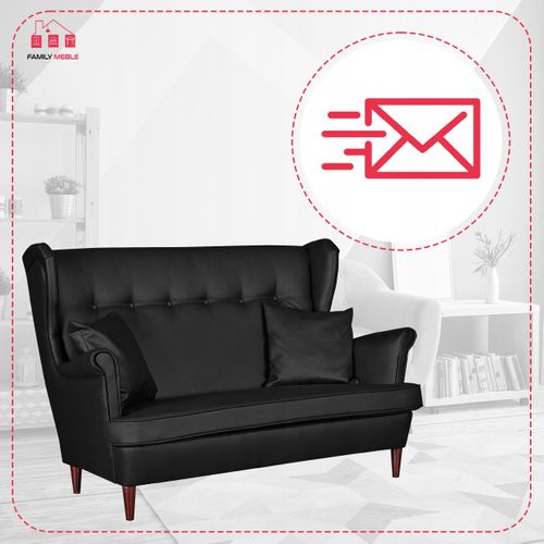 Canapé Scandinave à Oreilles En Simili Cuir Non Convertible, Noir