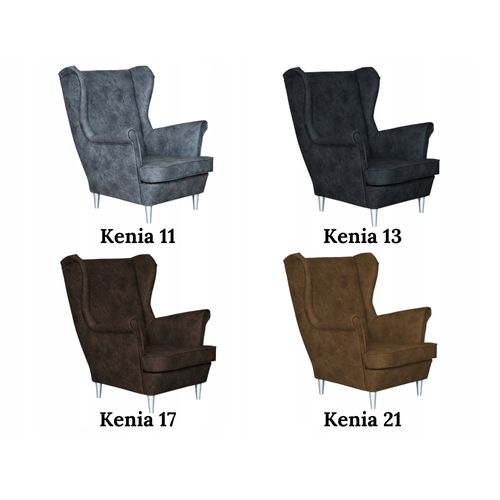 Fauteuil à Oreilles De Style Scandinave Ari, En Similicuir Écologique Marron Foncé