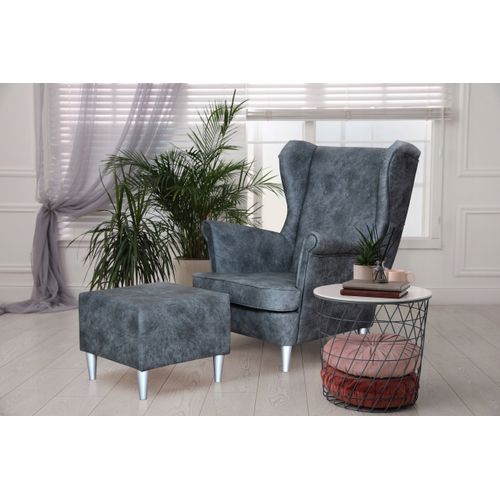 Fauteuil à Oreilles De Style Scandinave Ari, En Similicuir Écologique Marron Foncé