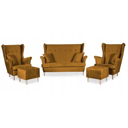 Ari — Canapé à Oreilles Style Scandinave, Non Convertible, Jaune Doré