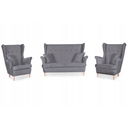 Canapé Ari à Oreilles, Style Scandinave, Non Convertible — Gris Brillant