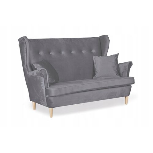 Canapé Ari à Oreilles, Style Scandinave, Non Convertible — Gris Brillant