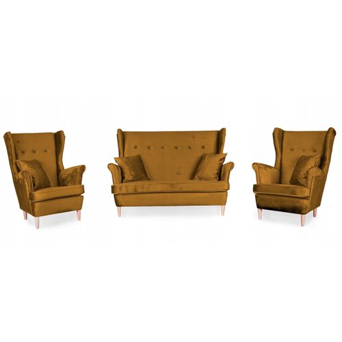 Ari - Ensemble De Salon Scandinave - Canapé Et Fauteuils à Oreilles