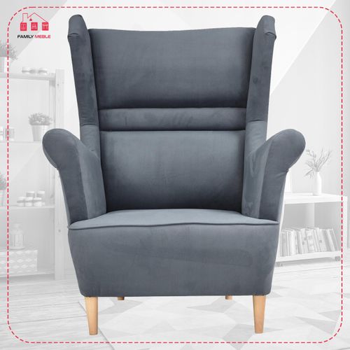 Fauteuil à Oreilles Scandinave Zoja, Gris Graphite / Gris, Pour Le Salon