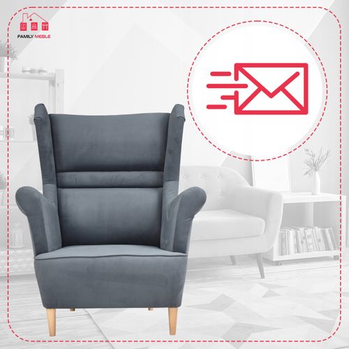 Fauteuil à Oreilles Scandinave Zoja, Gris Graphite / Gris, Pour Le Salon