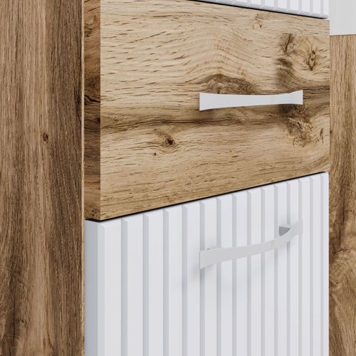 Meubles Salle De Bain Suspendus Lavabo Miroir Colonnes Mat / Mdf Rainurées