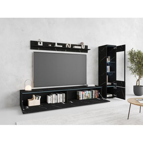 Ensemble Salon 3 Éléments: TV 180 + Vitrine + Étagère, San Sebastian Mat