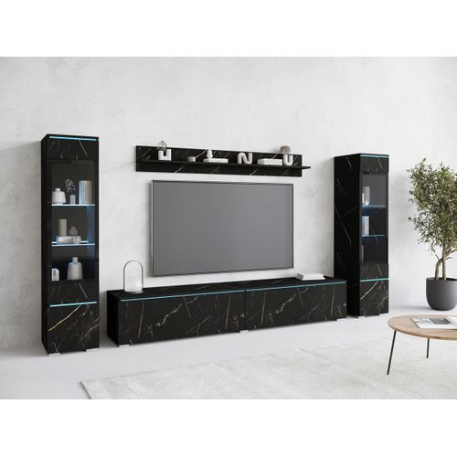 Ensemble Salon 4 Éléments: TV 180 + 2 Vitrines + Étagère, San Sebastian Mat