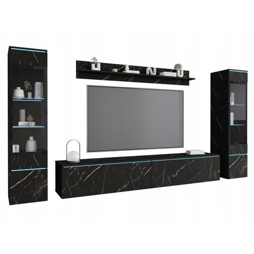 Ensemble Salon 4 Éléments: TV 180 + 2 Vitrines + Étagère, San Sebastian Mat