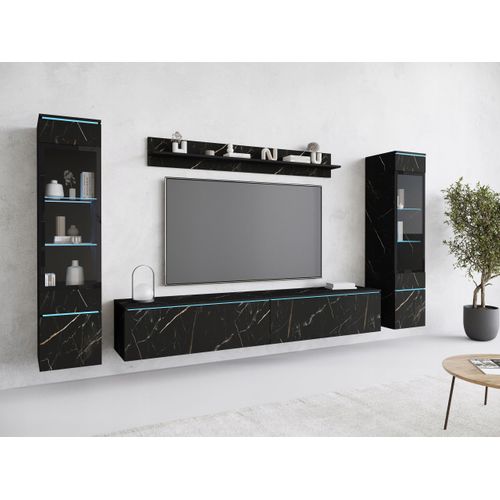 Ensemble Salon 4 Éléments: TV 180 + 2 Vitrines + Étagère, San Sebastian Mat