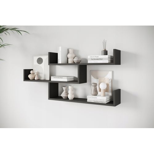 Étagère Murale 3 Niveaux 119 Cm, Noir Mat