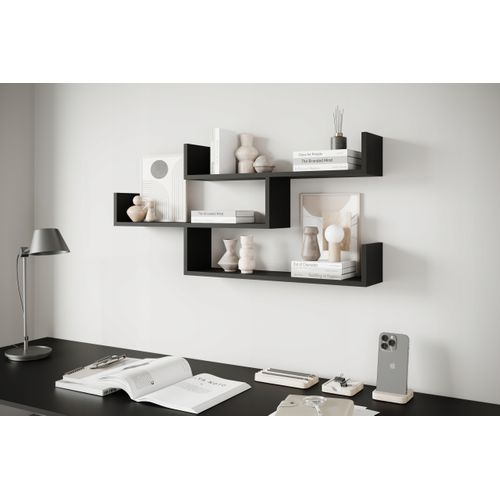 Étagère Murale 3 Niveaux 119 Cm, Noir Mat