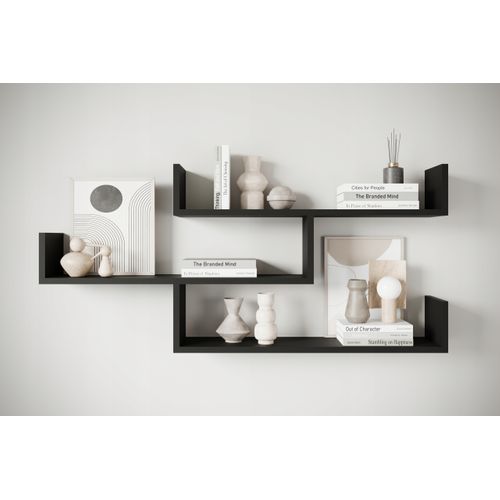 Étagère Murale 3 Niveaux 119 Cm, Noir Mat