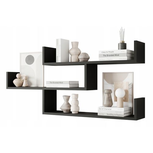 Étagère Murale 3 Niveaux 119 Cm, Noir Mat